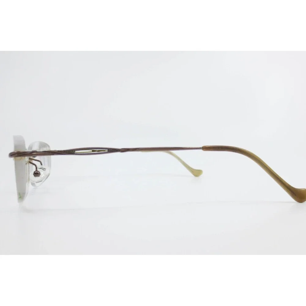 Brown Rimless Eyeglass Frames 53-16-135 Rectangular Metal Demo Lenses 38572